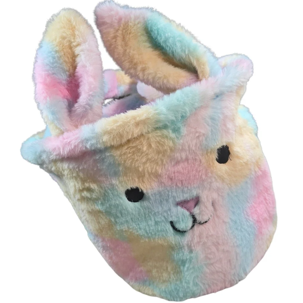 Rainbow Pastel Bunny Plush Basket